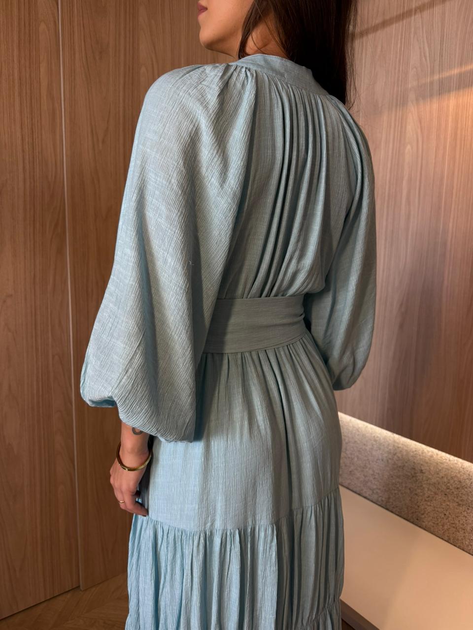 Vestido Azul Céu c/mangas