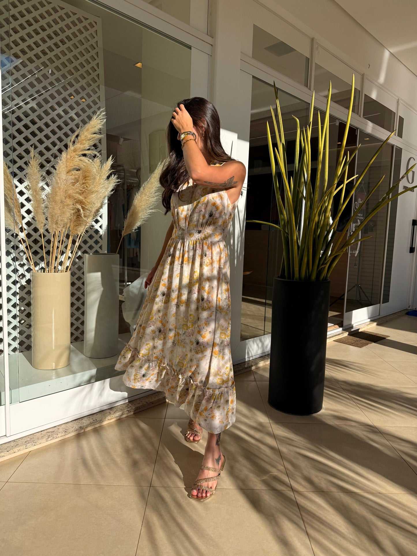 Vestido longo Botânico