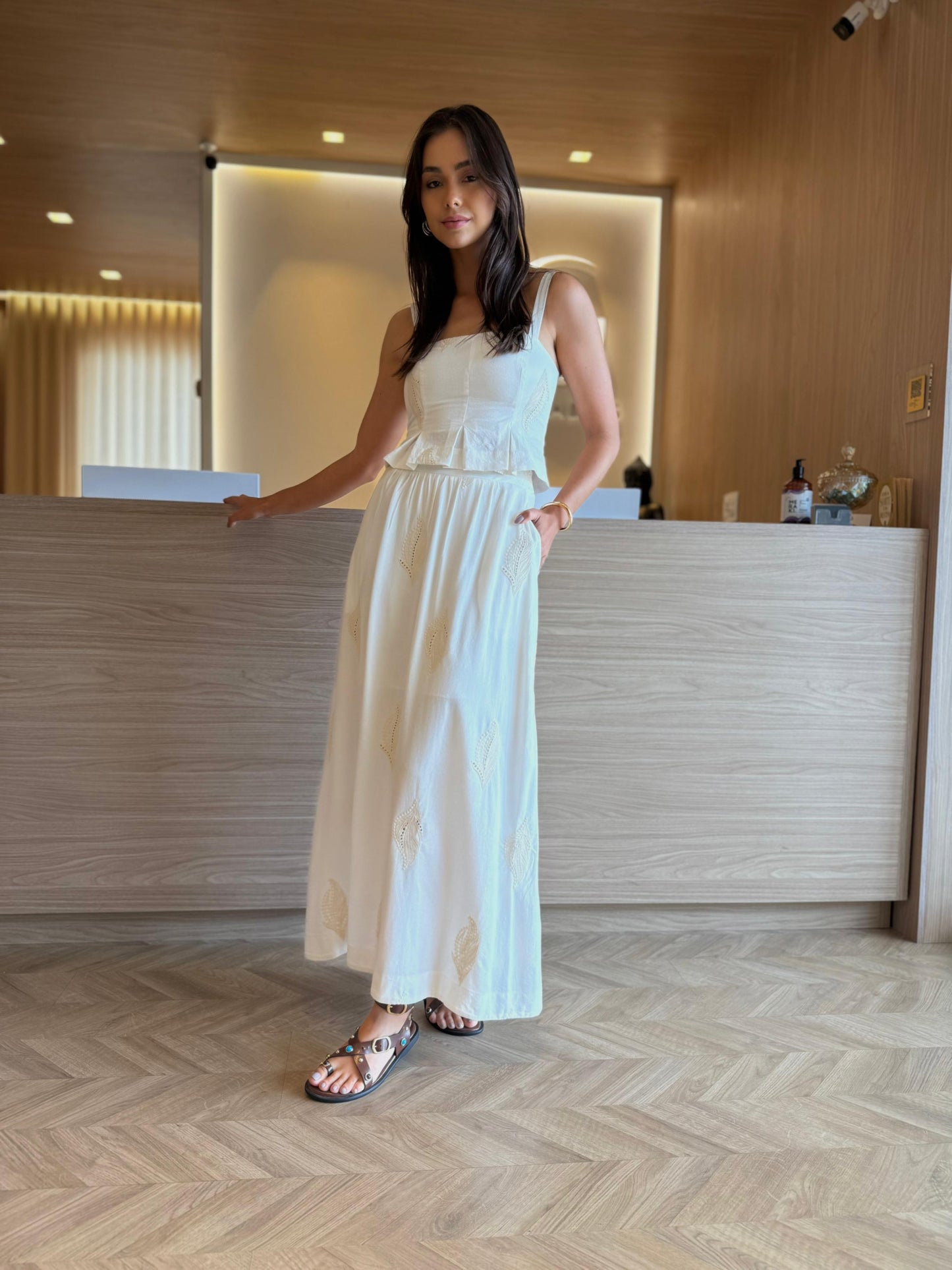 Cropped Bordado Celeste - cores