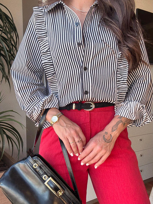 Camisa Listrada Nápoles Preta