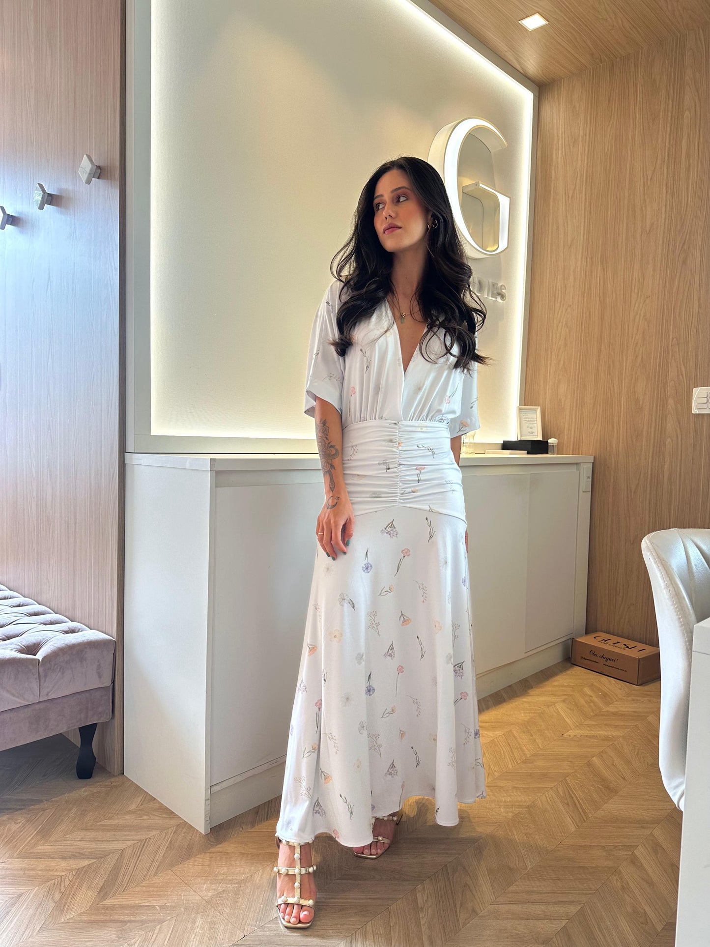 Vestido Longo Estampado Jardim