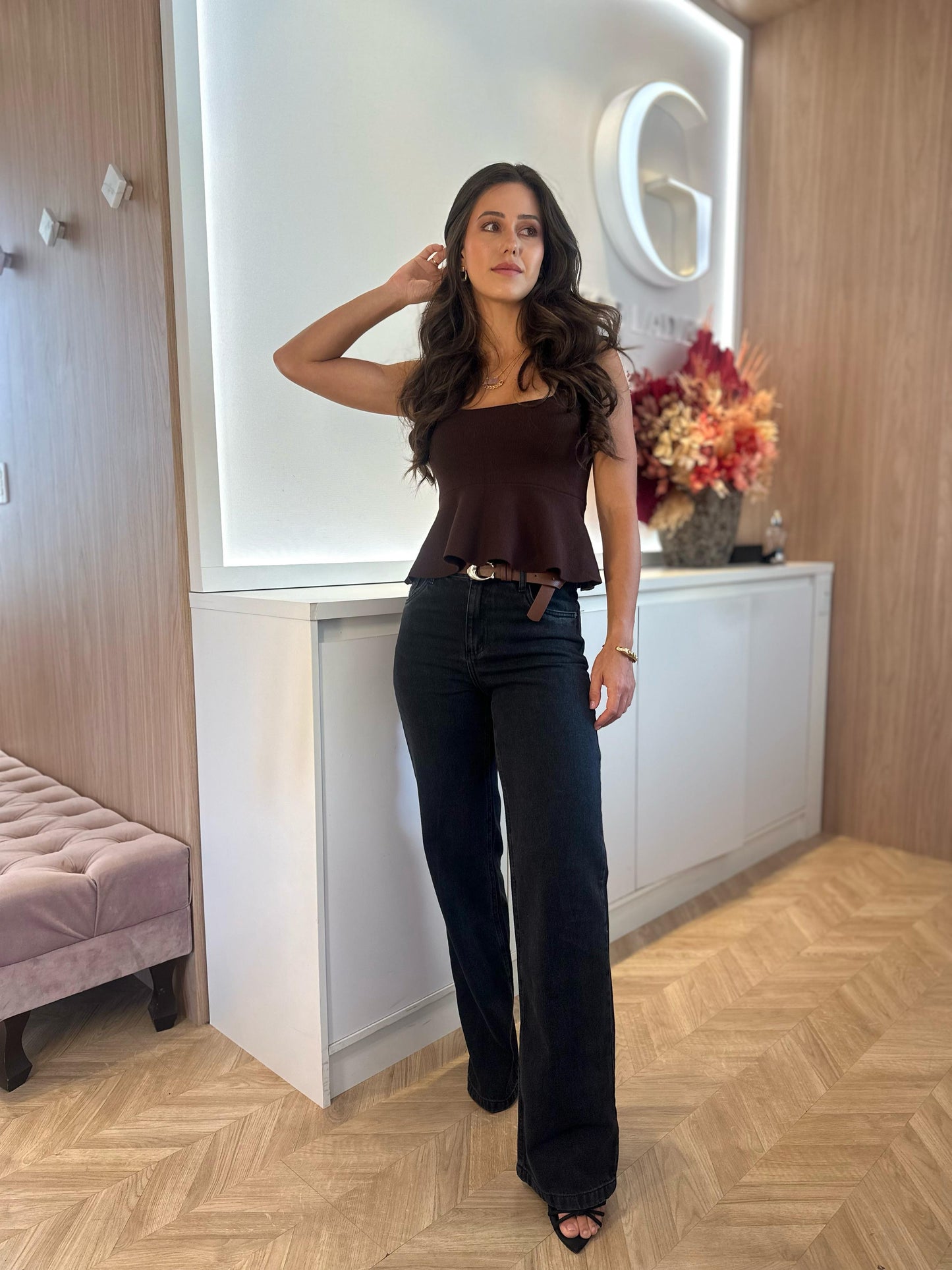 Calça wide leg preta vicky