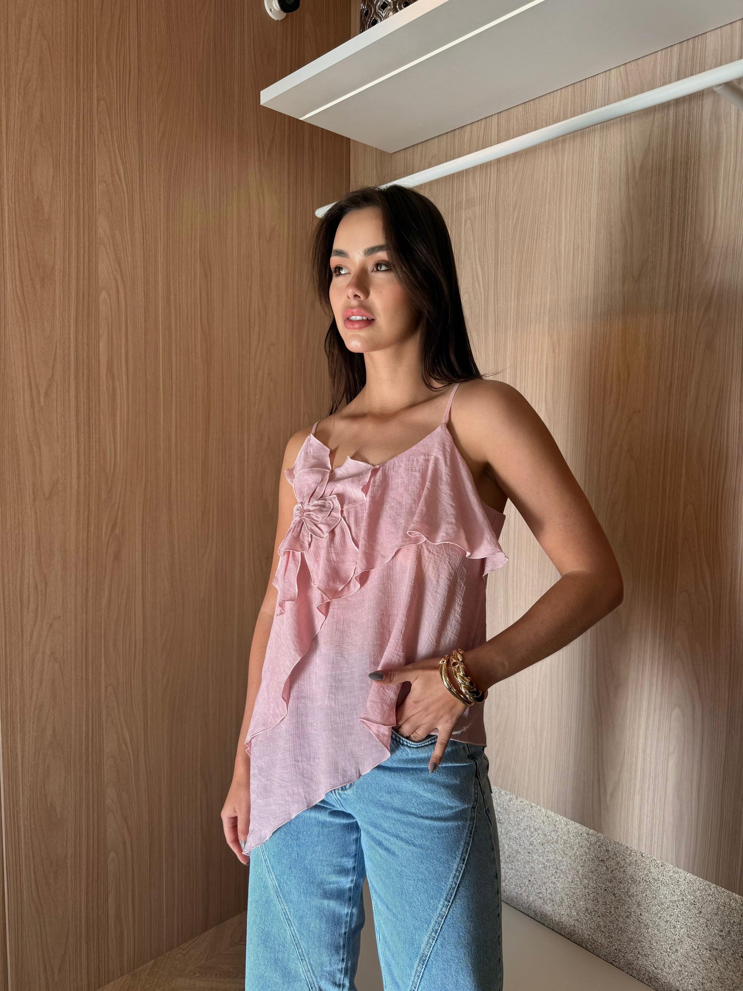 Blusa c/flor Jasmin Rosa