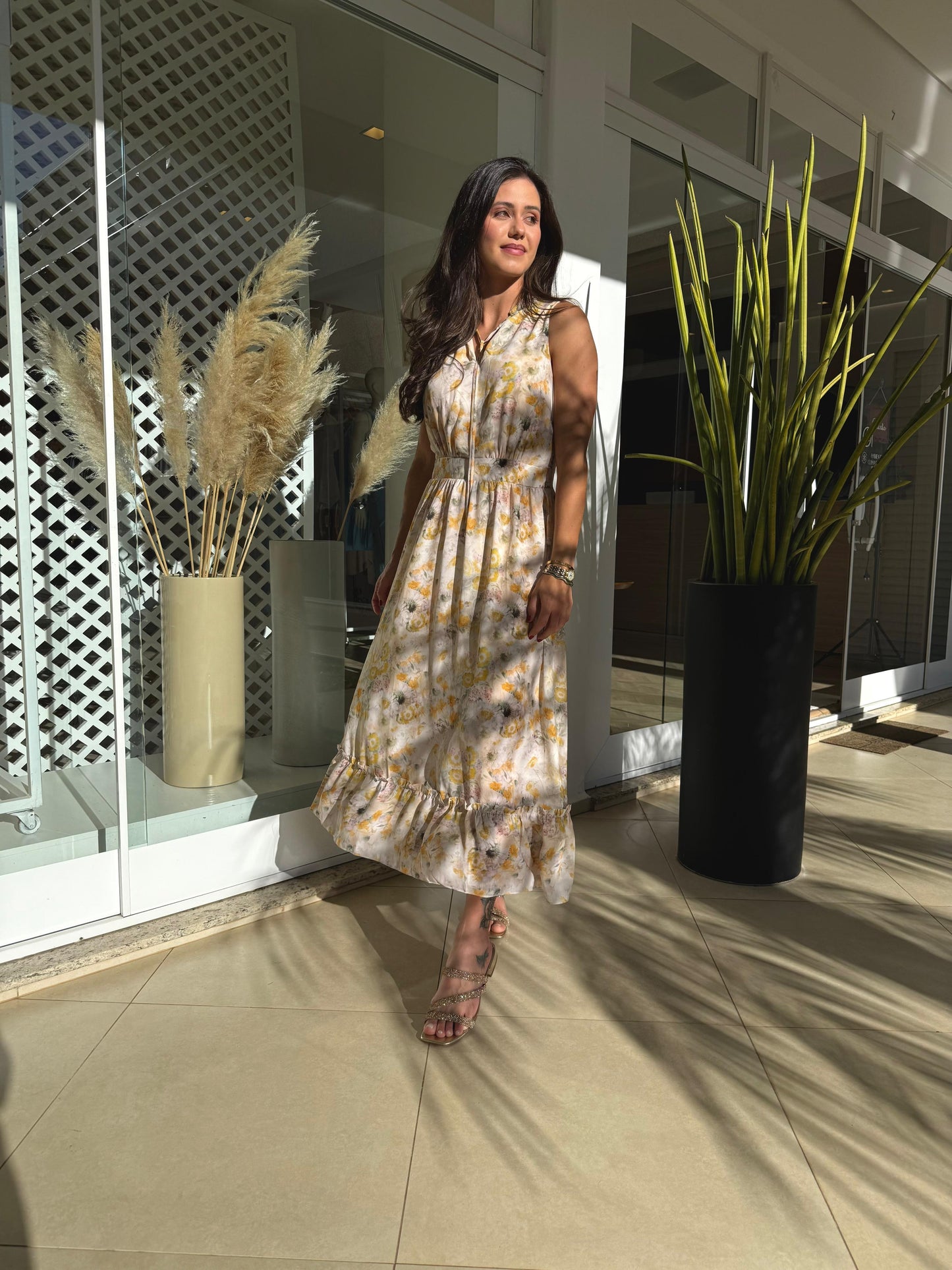 Vestido longo Botânico