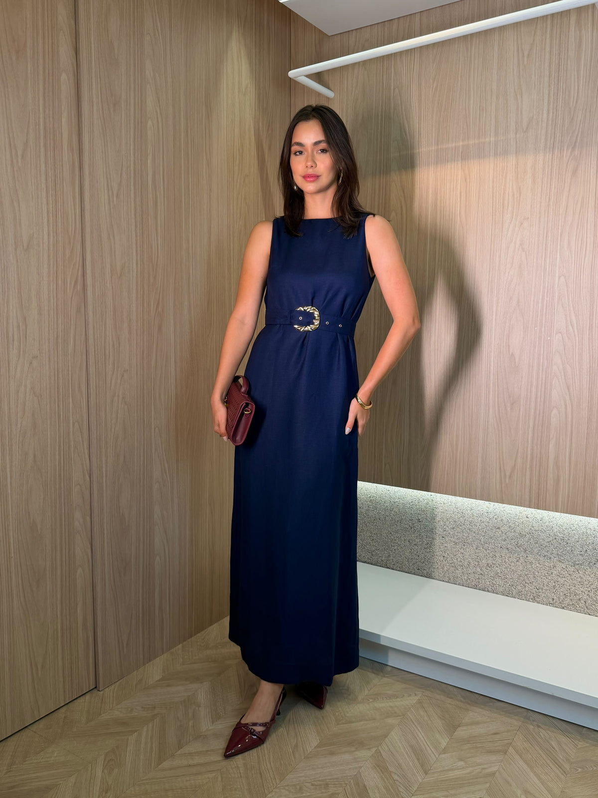 Vestido Azul c/cinto Adria- Cores