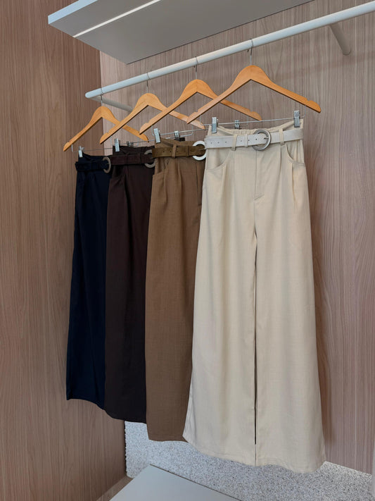 calça pantalona c/cinto - cores