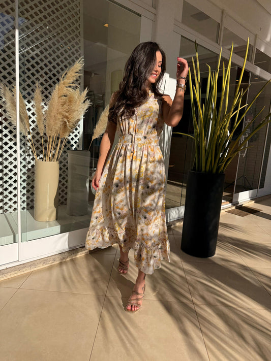 Vestido longo Botânico