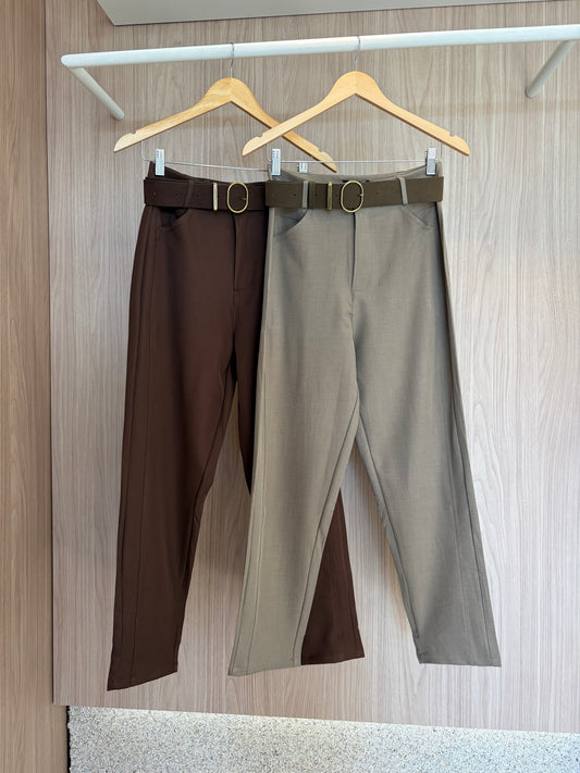 Calça Reta c/cinto Marjorie