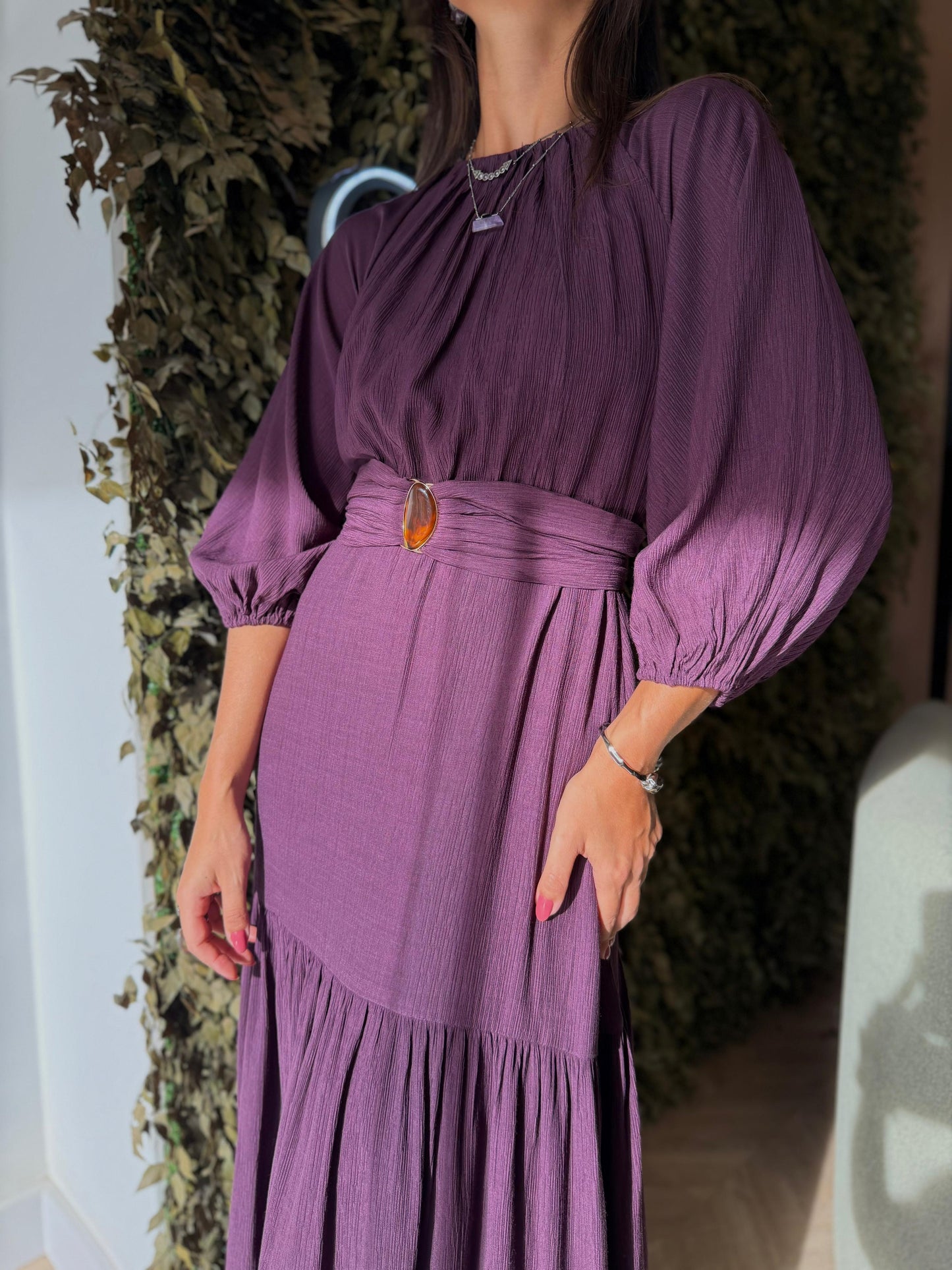 Vestido c/cinto ametista - Cores.