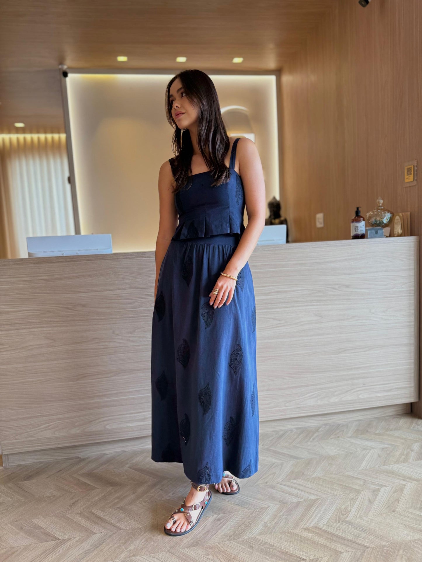 Cropped Bordado Celeste - cores