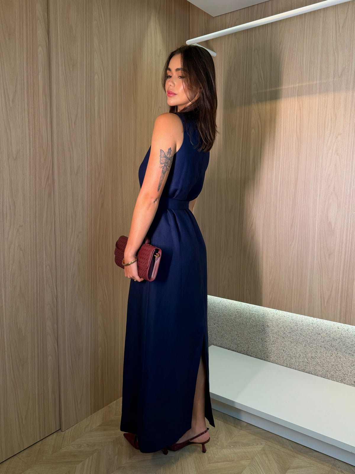 Vestido Azul c/cinto Adria- Cores