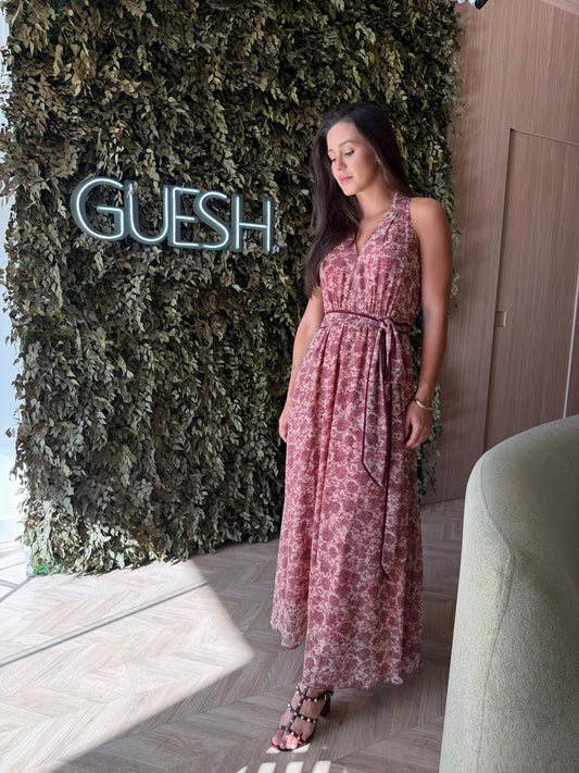 Vestido Rosa chá longo