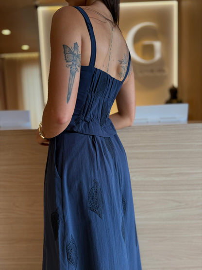 Cropped Bordado Celeste - cores