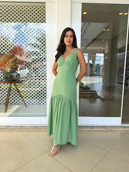 Vestido c/renda Verde Imperial