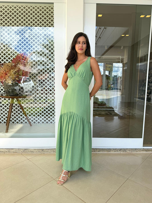 Vestido c/renda Verde Imperial