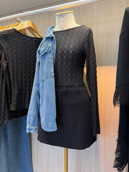 Short Saia Preto Alfaiataria