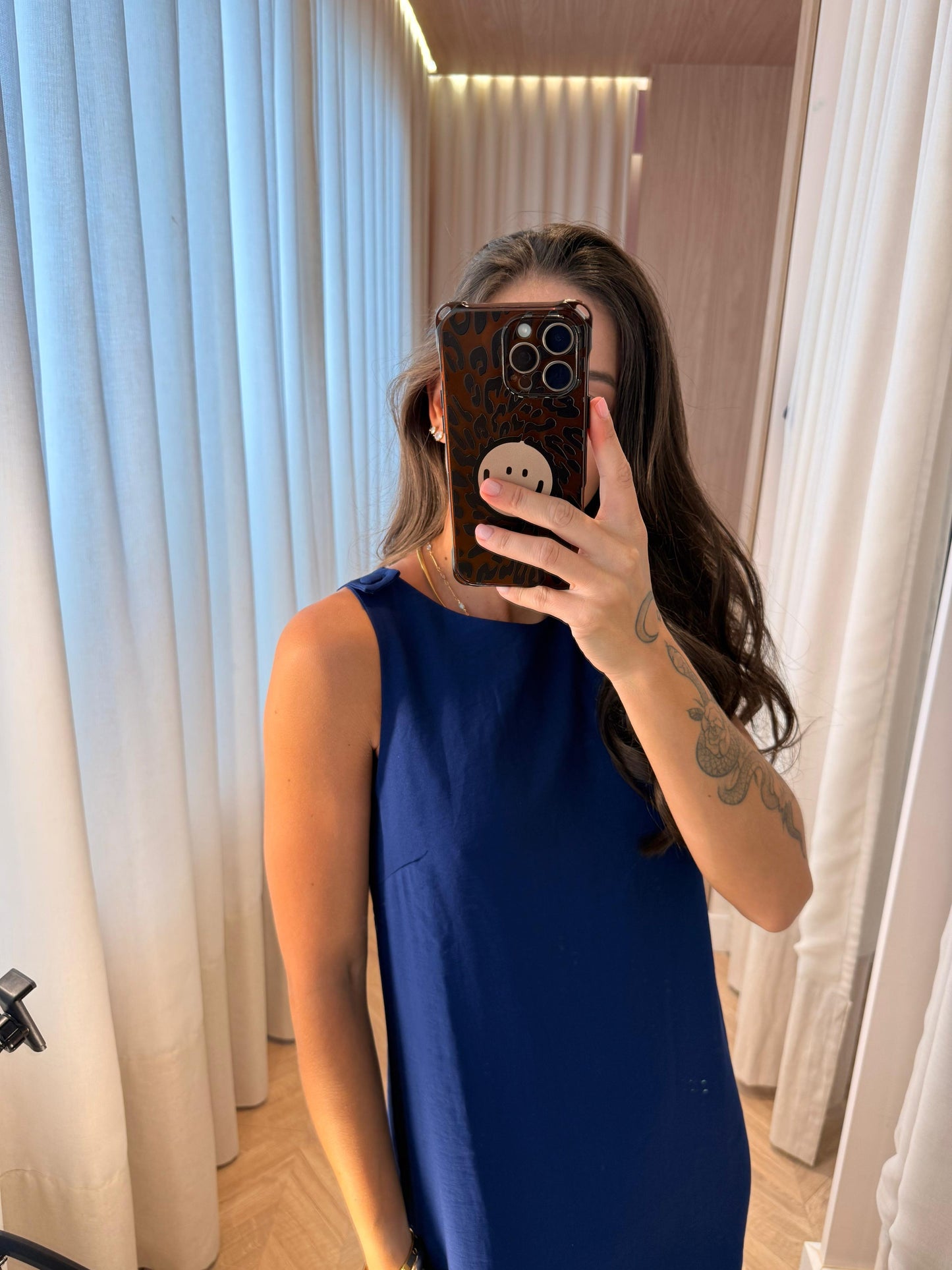 Vestido Azul Bic Curto Reto