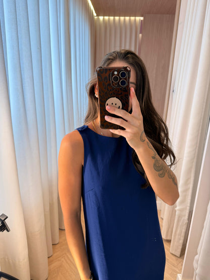 Vestido Azul Bic Curto Reto