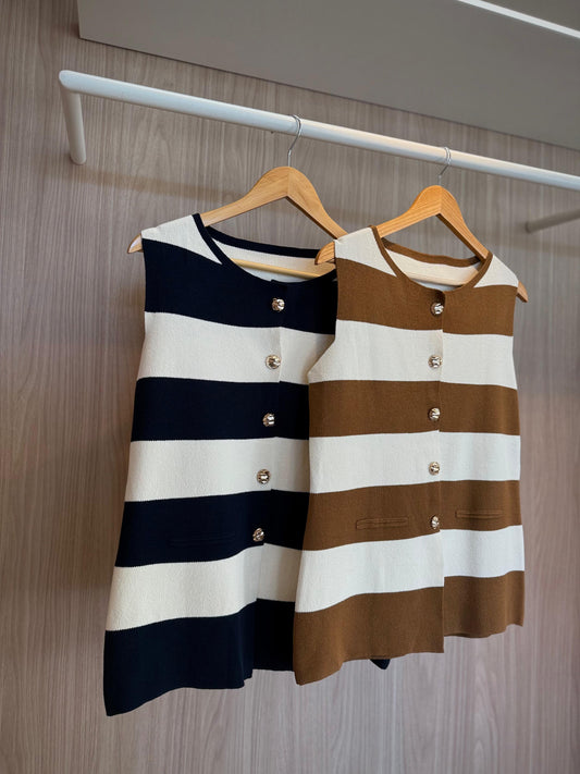 Colete Modal Listrado Navy  - cores