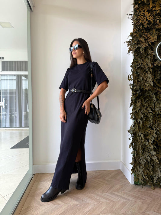 Vestido Longo de Malha - Preto