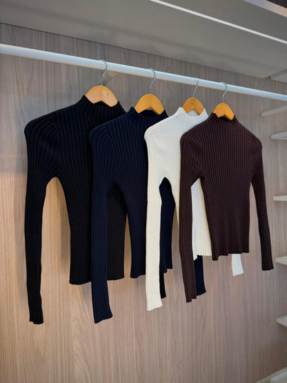 Blusa Canelada Clássica (Gola Chaminé) - cores