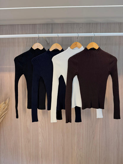 Blusa Canelada Clássica (Gola Chaminé) - cores
