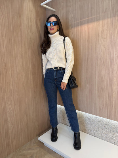 Tricô Lech c/gola fixa - Cru