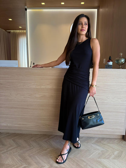 vestido c/drapeado removível - cores