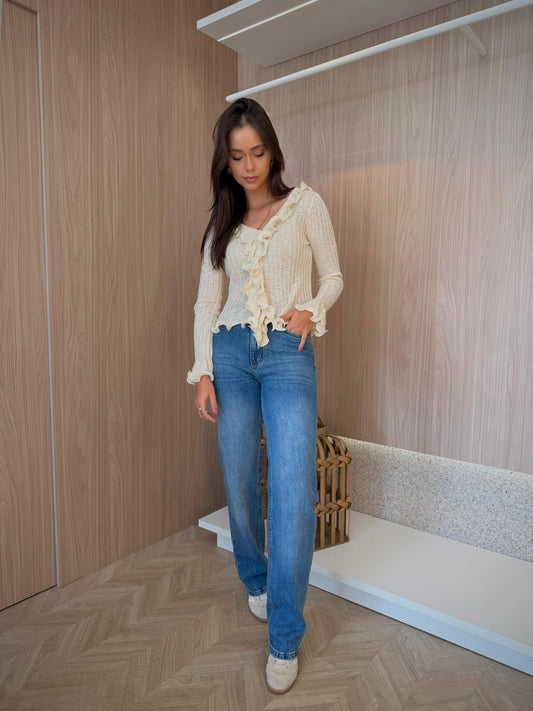Calça jeans estonada média power