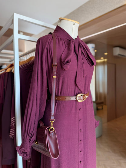 Vestido Merlot c/cinto Fall