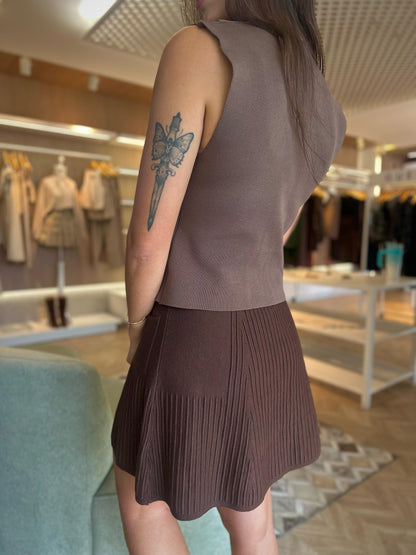 Saia Tricot Polo Marrom