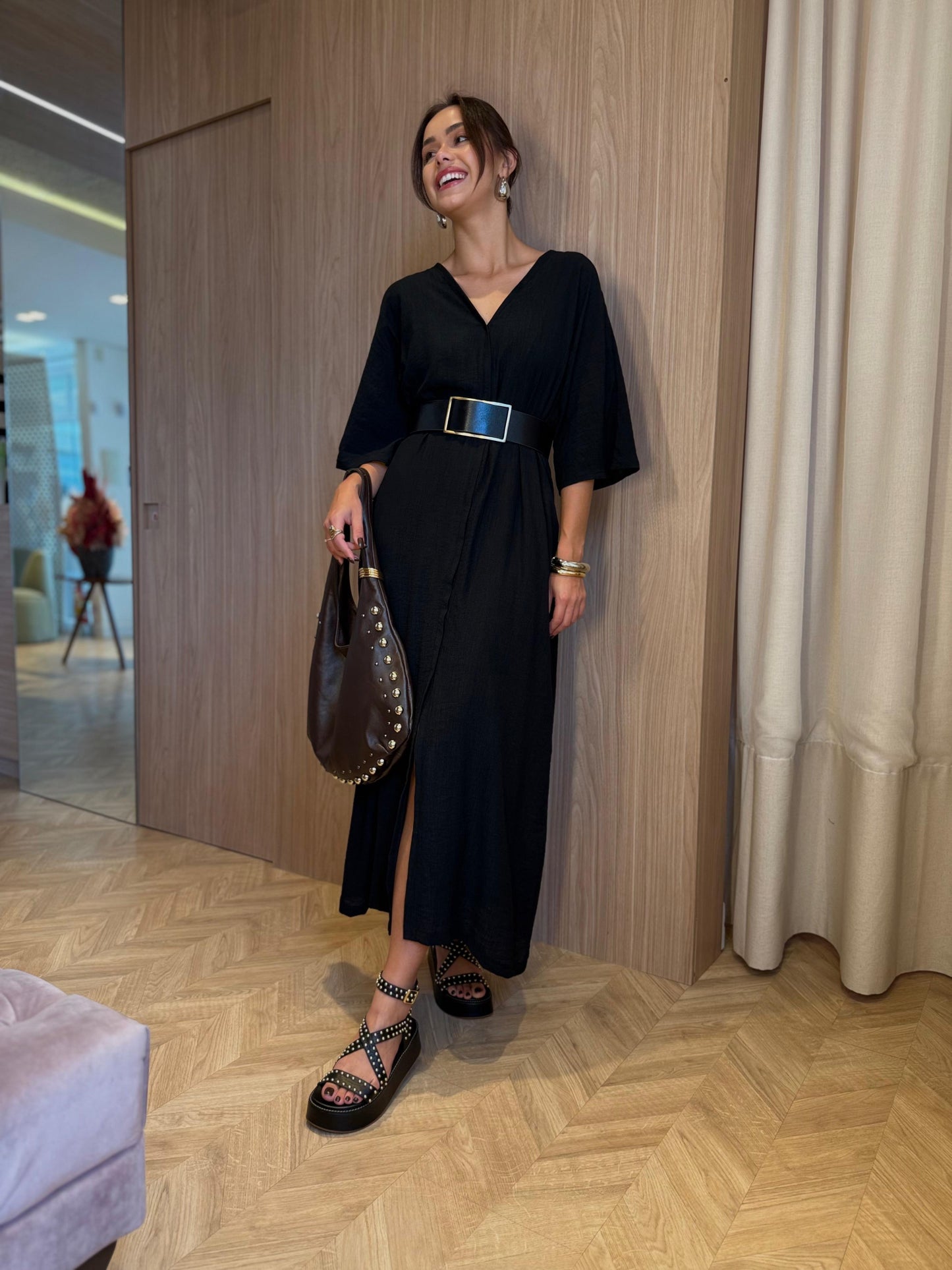 Vestido Liso c/faixa  - cores