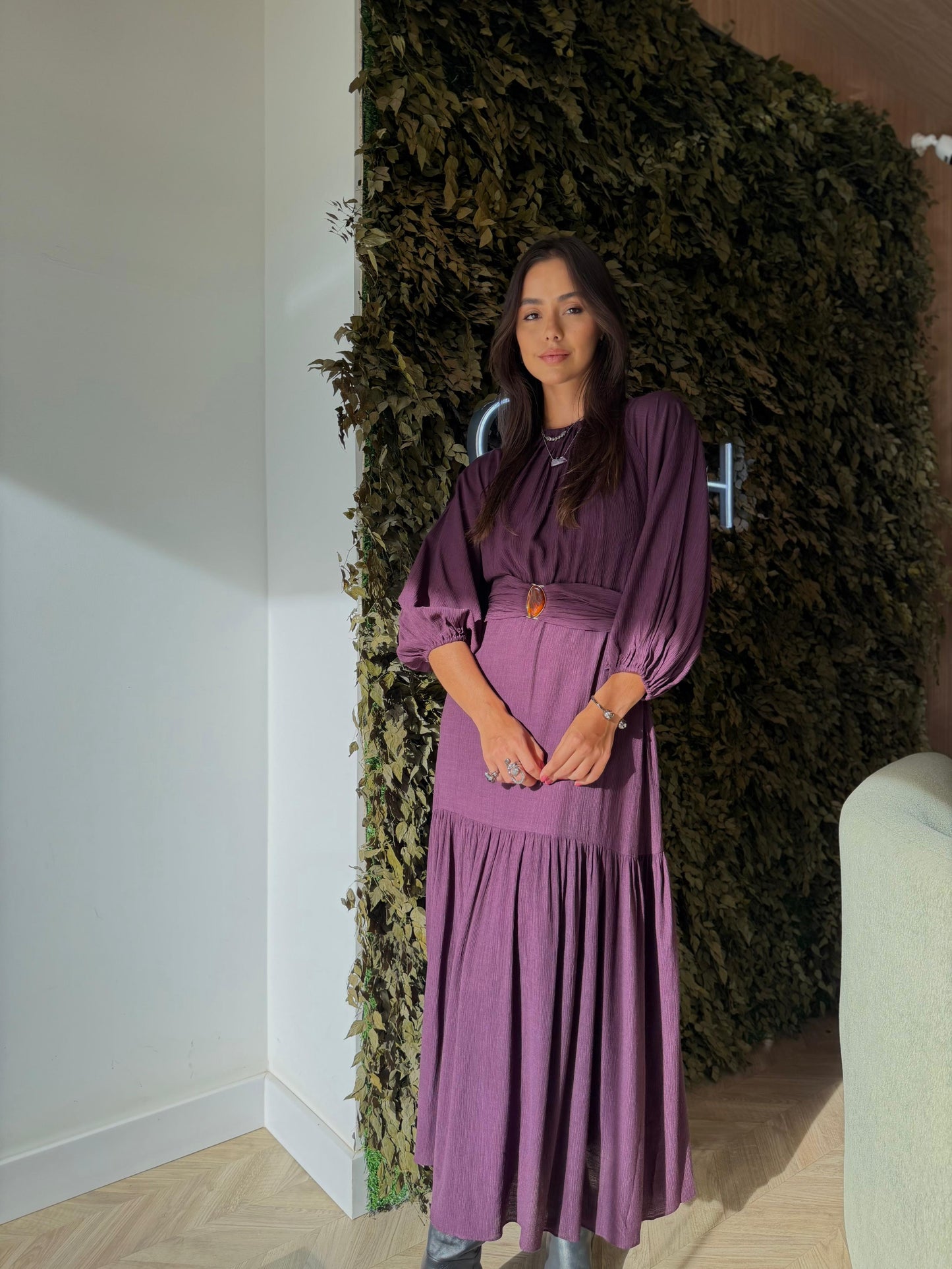 Vestido c/cinto ametista - Cores.