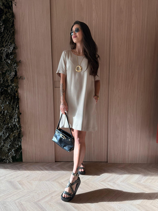 Vestido Curto Liso Mel - cores