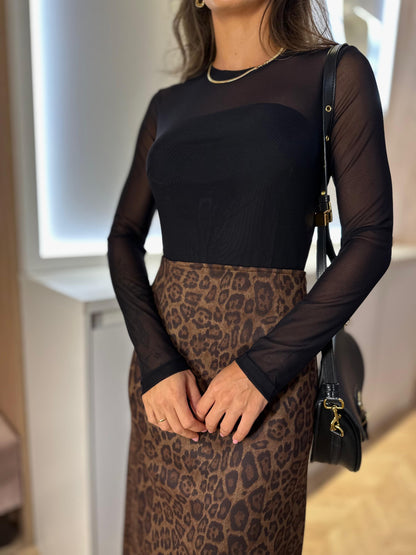 Saia Suede Animal Print