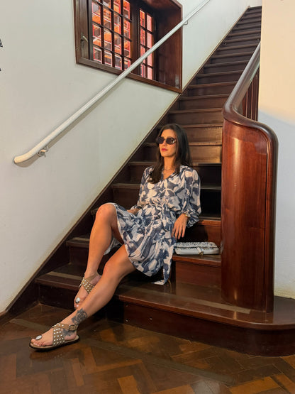 Vestido Estampado Marinho