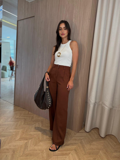 Calça Alfaiataria Atala Marrom Esc.