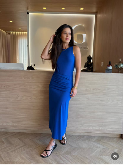 vestido c/drapeado removível - cores