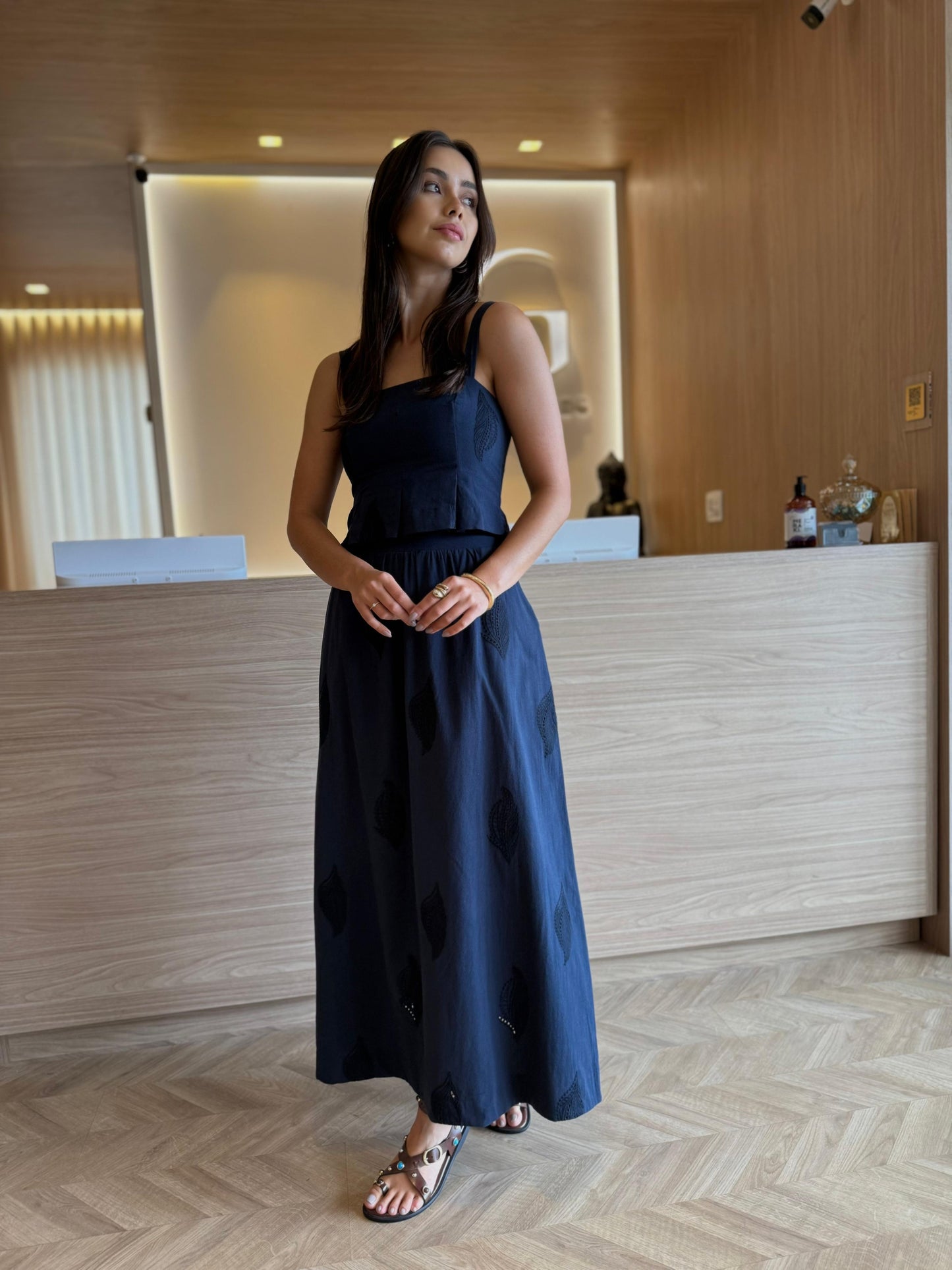 Saia Bordada Celeste - cores