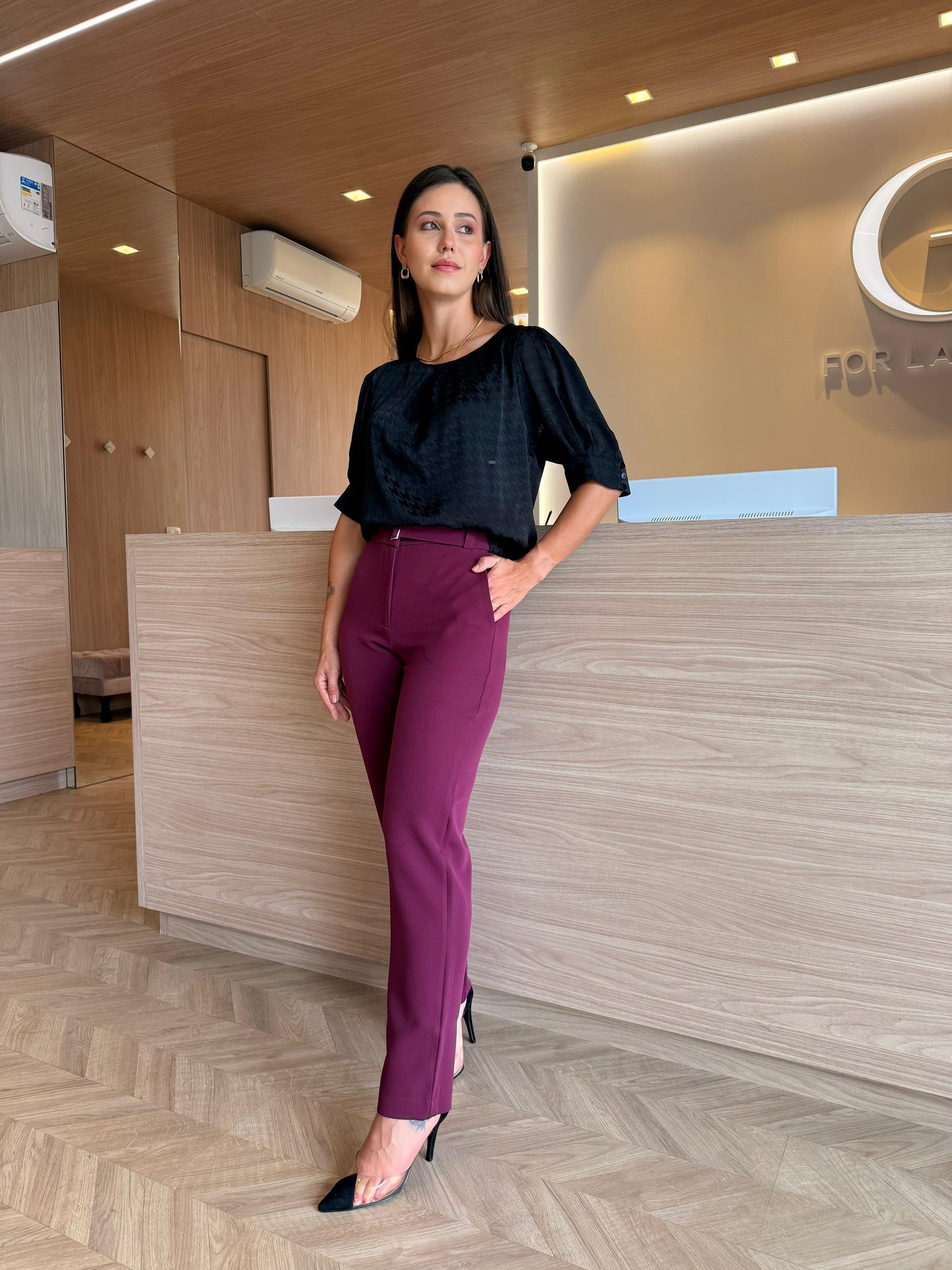 Calça Social Vinho c/cinto