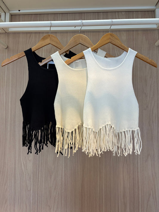 Cropped Franjas Tricô - cores