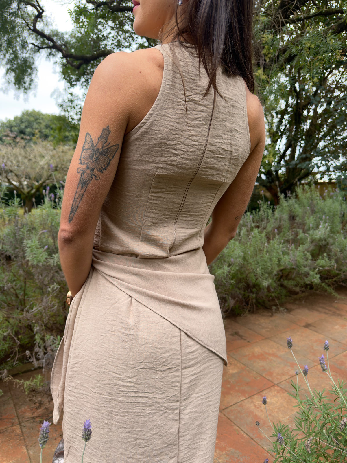 Vestido Amendoa Crepe
