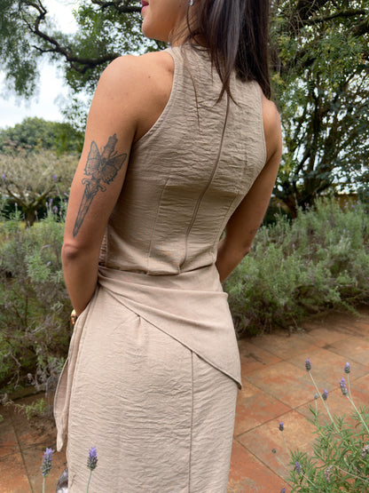 Vestido Amendoa Crepe