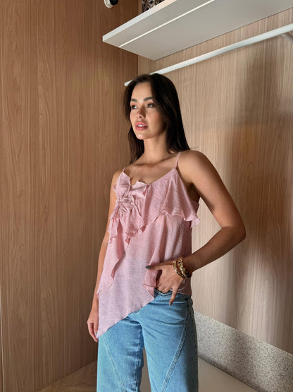 Blusa c/flor Jasmin Rosa