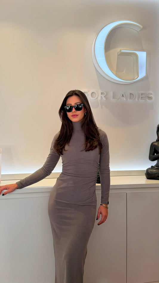 Vestido Chumbo Drapeado Slim