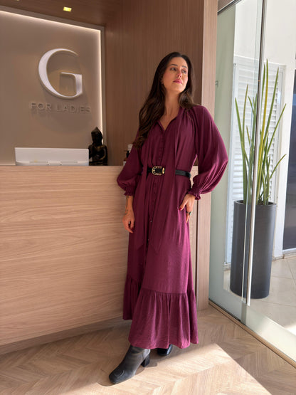 Vestido Merlot c/cinto Fall