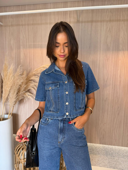 Calça Reta Jeans Média Fall