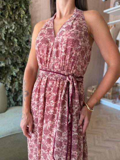 Vestido Rosa chá longo