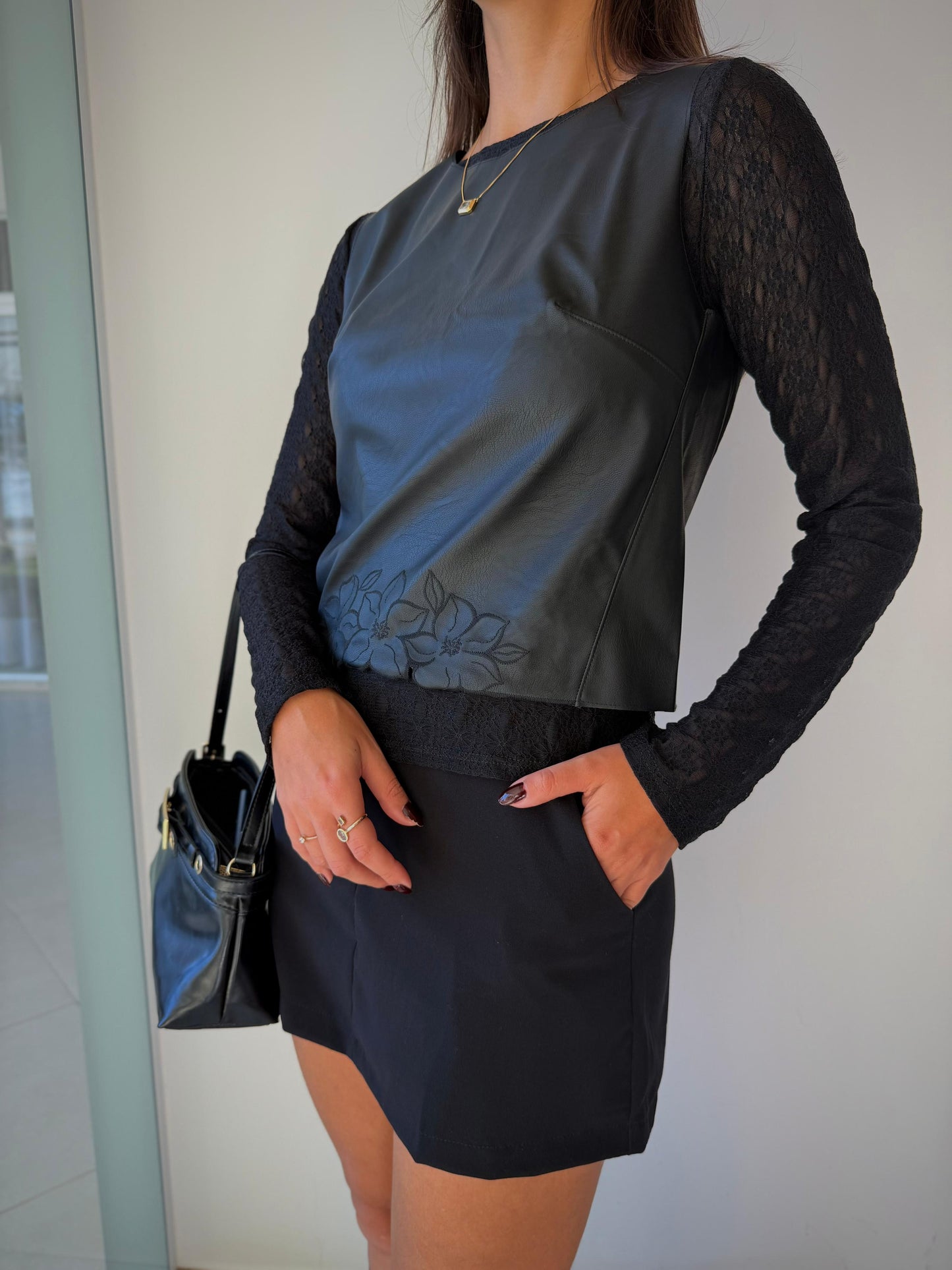 Short Saia Preto Alfaiataria