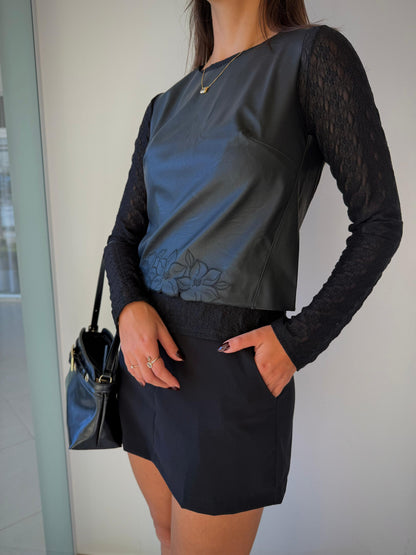 Short Saia Preto Alfaiataria